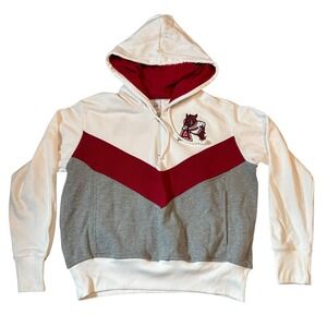 Champion Arkansas Razorbacks full zip hoodie jacket Women L White Red Collegiate